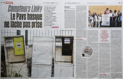 Libération du 26 et 27 août 2017 "Compteurs Linky Le Pays basque ne lâche pas prise"