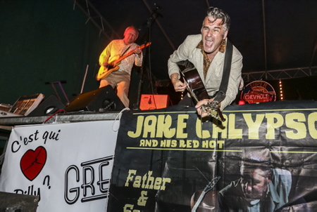 Jake Calypso & His Red Hot sur scène le 7 juin 2014. Festival Greasy Days 2° edition, festival de Rockabilly de Briscous au Pays basque organise par l'association Grease & Gasoline.
Jake Calypso & His Red Hot on stage June 7, 2014. Greasy Days Festival 2nd edition, Briscous Rockabilly festival in the Basque Country organized by the Grease & Gasoline association.
Briscous, Pays basque, Nouvelle-Aquitaine, New-Aquitaine, Pyrénées-Atlantiques, Pays Basque, Europe, France.