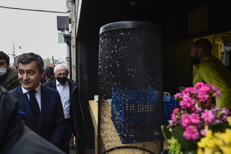 Visite du Ministre de l'Intérieur Gérald Darmanin, à Bayonne le 14 décembre 2021, suite aux inondations dans plusieurs départements dont les Pyrénées-Atlantiques.

Visit of the Minister of the Interior Gérald Darmanin, in Bayonne on December 14, 2021, following the floods in several departments including the Pyrénées-Atlantiques.

Bayonne, Pays basque, 64 , Nouvelle Aquitaine, Pyrénées Atlantiques, Sud Ouest, France, Europe.
New Aquitaine, Basque Country.