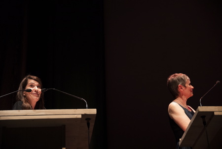 Christine Camdessus AG déléguée générale et Anne Georget Présidente du Festival Biarritz le 12 juin 2021, lors de l'édition du FIPADOC 2021 et de la soirée d'ouverture du festival à la gare du midi.
Christine Camdessus AG General Delegate and Anne Georget President of the Biarritz Festival on June 12, 2021, during the FIPADOC 2021 edition and the opening night of the festival at the Gare du Midi.
Biarritz, Pays basque, Nouvelle-Aquitaine, New-Aquitaine, Pyrénées-Atlantiques, Pays Basque, Europe, France.