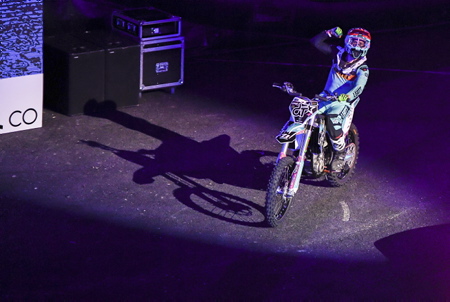 Dany Torres lors du Show X-Gravity Freestyle Motocross de San Sébastien le 7 janvier 2023 sur le site du Donostia Arena Illumbe.
Dany Torres during the X-Gravity Freestyle Motocross Show in San Sebastian on January 7, 2023 at the Donostia Arena Illumbe site.
Pays Basque, Pays Basque Espagnol, San Sebastien, San Sebastian, Europe, Espagne