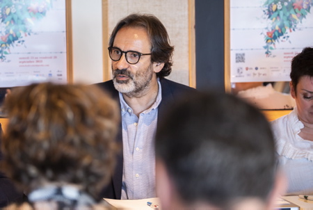 Jean-Christophe Berjon Délégué Général du Festival Biarritz Amerique Latine à Biarritz au Pays basque, le 19 septembre 2023.
Jean-Christophe Berjon General Delegate of the Biarritz Latin America Festival in Biarritz in the Basque Country, September 19, 2023.
Biarritz, Pays Basque, Euskal Herri, Basque Country, Nouvelle Aquitaine, New Aquitaine, Pyrénées Atlantiques, Sud Ouest, France, Europe.