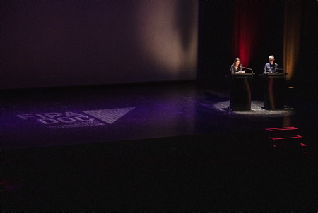 Christine Camdessus déléguée générale et Anne Georget Présidente du Festival FIPADOC ( Festival International Documentaire ) le 20 janvier 2023, lors de la soirée d'ouverture du festival sur le site de la gare du midi de Biarritz sur la côte basque.
Christine Camdessus general delegate and Anne Georget President of the FIPADOC Festival (International Documentary Festival) on January 20, 2023, during the opening night of the festival on the site of the Gare du Midi in Biarritz on the Basque coast.
Biarritz, Pays basque, Nouvelle-Aquitaine, New-Aquitaine, Pyrénées-Atlantiques, Pays Basque, Europe, France.