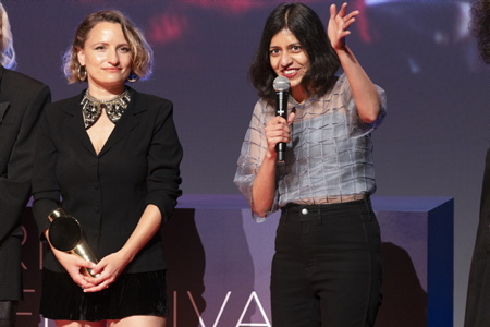 Shuchi Talati recois le Grand Prix avec "Girls will be girls" lors du Festival International du FILM DE BIARRITZ NOUVELLES VAGUES seconde édition soirée de clôture le 22 juin 2024.

Shuchi Talati receives the Grand Prize with “Girls will be girls” during the BIARRITZ NOUVELLES VAGUES International Film Festival second edition closing evening on June 22, 2024.

Biarritz, Pays basque, 64 , Nouvelle Aquitaine, Pyrénées Atlantiques, Sud Ouest, France, Europe.
New Aquitaine, Basque Country.