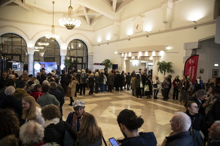 Hall de la gare du midi, la salle Atalaya va bientot ouvrir ses portes.FIPADOC. (Festival International Documentaire) soirée de clôture et remise des prix le vendredi 26 janvier 2024.

Hall of the Gare du Midi, the Atalaya room will soon open its doors. FIPADOC. (International Documentary Festival) closing evening and awards ceremony on Friday January 26, 2024.

Biarritz, Pays basque, Nouvelle-Aquitaine, New-Aquitaine, Pyrénées-Atlantiques, Pays Basque, Europe, France.